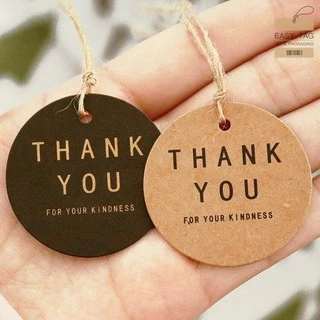 ป้ายแท็กวงกลม THANK YOU ขนาด 4 cm (1 แพ็ค มี 100 ชิ้น) ใช้สำหรับห้อยสินค้าหรือของชำร่วย