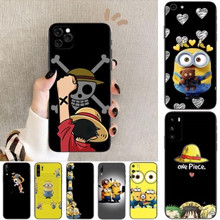 เคสโทรศัพท์มือถือ แบบนิ่ม พิมพ์ลายการ์ตูนมินเนี่ยน สีดํา สําหรับ Realme 8 8 Pro C2 C3 C11