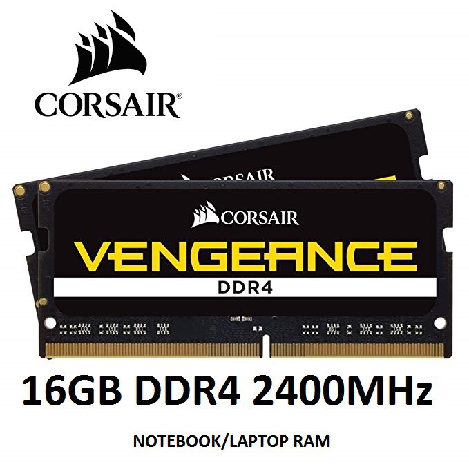 RAM DDR4(2400, NB) 16GB(8GBX2) Corsair Vengeance Black (CMSX16GX4M2A2400C16) แรมโน๊ตบุค