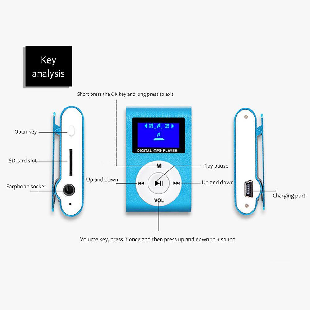 Shanlin เครื่องเล่นเพลง MP3 แบตเตอรี่ลิเธียมแบบพกพาคลิปหน้าจอ LCD วิทยุ FM