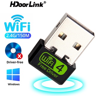 Hdoorlink อะแดปเตอร์รับส่งสัญญาณอีเธอร์เน็ต WiFi ไร้สาย Mini USB2.0 Wi-Fi Dongle USB 2.4G 150Mbps สําหรับ PC แล็ปท็อป