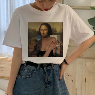 Fy Monalisa เสื้อยืดลําลอง ผ้าฝ้าย แขนสั้น คอกลม ทรงหลวม โอเวอร์ไซซ์ สไตล์ฮิปฮอป สําหรับผู้ชาย ผู้หญิง