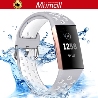 Miimall สาย Fitbit Charge 4 / 3 สายกีฬา สายซิลิโคนอ่อนนุ่มทดแทน สำหรับ Fitbit Charge 4 SE / 3 SE