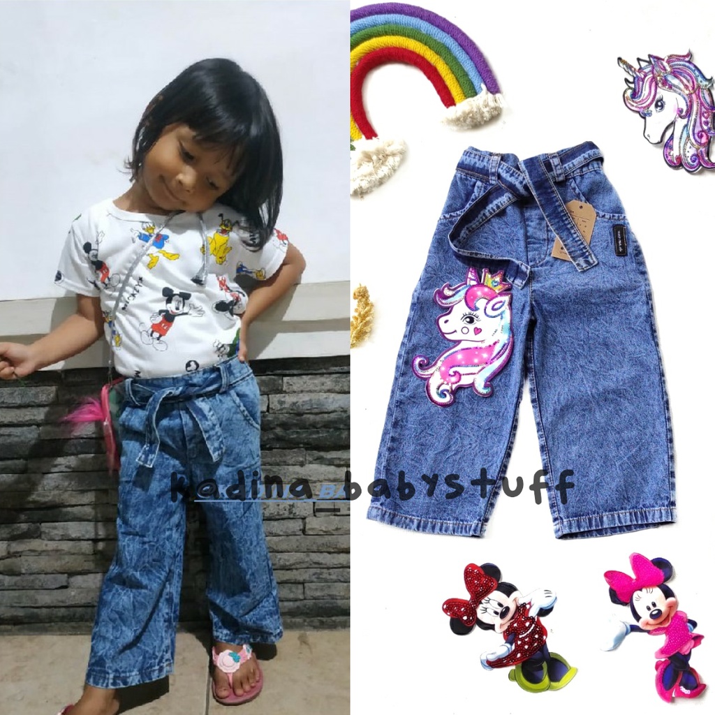 SNOW BLUE CHILDRENS JEANS / GIRLS JEANS / SNOW BLUE LOL UNICORN MINNIE MOUSE JEANS