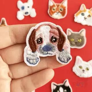 แพทช์ป้ายปักผ้าลาย best friends - cat & dogs diy สําหรับเย็บปักตกแต่งเสื้อผ้า 1 ชิ้น