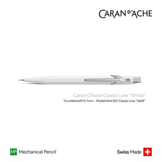 Caran DAche 844 Classic "White" 0.7mm Push Pencil - ดินสอกดคารันดัช 844 รุ่นคลาสสิค สีขาว