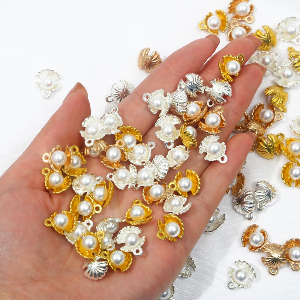 5ชิ้น15×12มิลลิเมตรเลียนแบบมุกเชลล์โลหะผสมจี้สําหรับทําแฟชั่นจี้สร้อยคอสร้อยข้อมือเสน่ห์