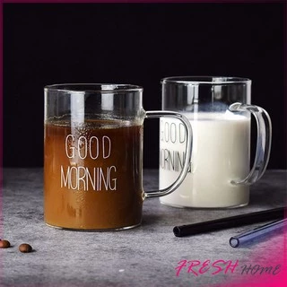 Fresh แก้วกาแฟ สกินตัวหนังสือ Good Moring ดีไซน์เลิศ Breakfast Glass