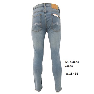 ขาเดฟชายผ้ายีนส์ยืดสีบูลฟอกซีด ผ่านการฟอกแล้ว Nogordy skinny jeans Size 28-36 แฟชั่นขาเดฟชาย