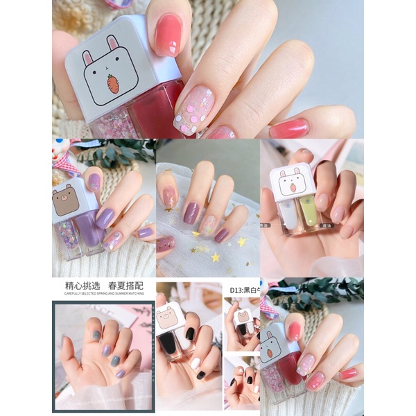 kingshopping NH12(ร้านไทย) สีทาเล็บกึ่งเจล 2in1 คละสี แบบแพ็คคู่ (เสริมความงาม ผลิตภัณฑ์ดูแลมือเท้าและเล็บ ผู้หญิง)