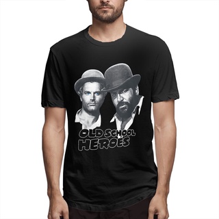 [COD]พร้อมส่ง เสื้อยืดแขนสั้น คอกลม ผ้าฝ้าย พิมพ์ลายฮีโร่ Bud Spencer And Terence Hill เลือกขนาดได้ หลากสี สไตล์เรโทร สํ