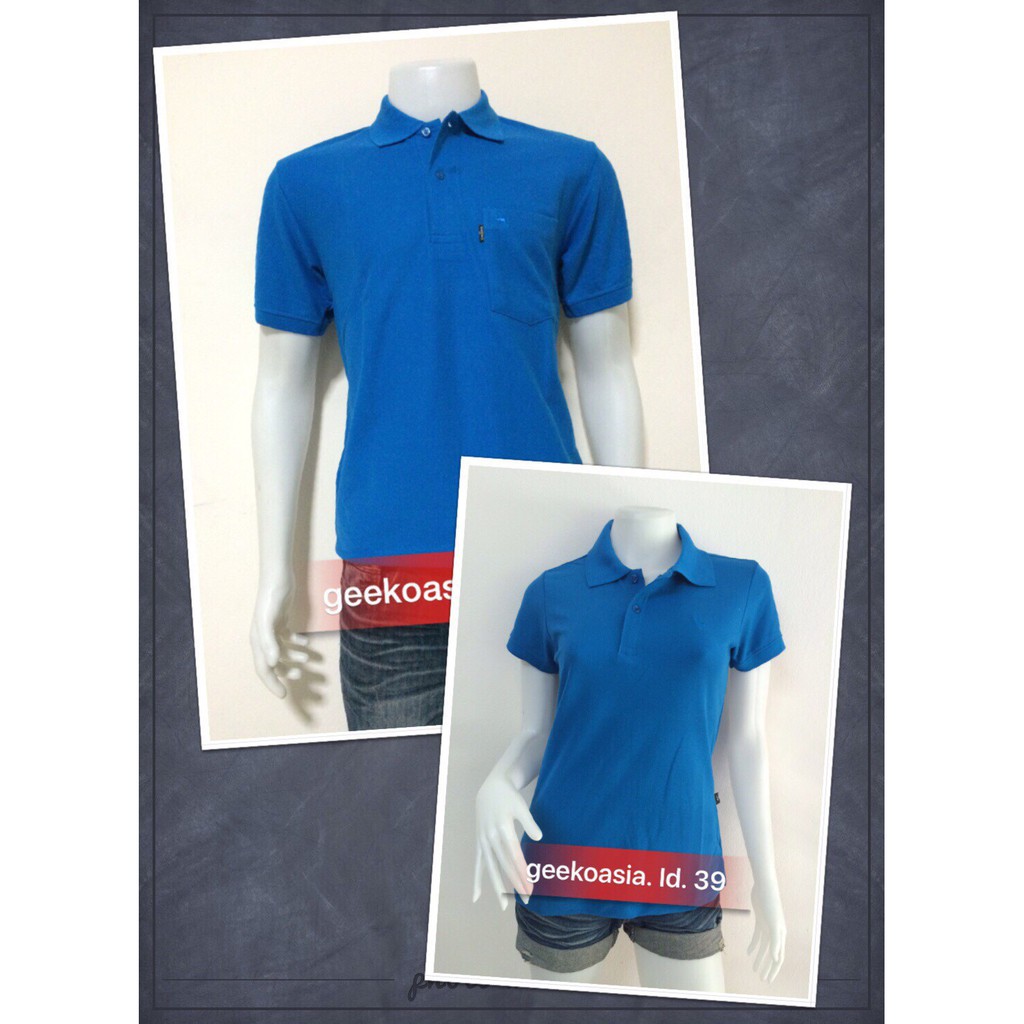 เสื้อโปโลชายและหญิง สีฟ้าอมน้ำเงิน 39 (ตรากวางแท้ ) By Geeko