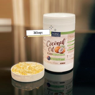 NBL Nubolic Coconut Oil 1000 mg. น้ำมันมะพร้าวสกัดเย็น (1 กระปุก 365 เม็ด) ควบคุมน้ำหนัก เผาผลาญไขมัน บำรุงสุขภาพ