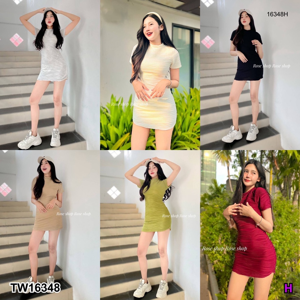TwinsShopVip💗พร้อมส่ง TW16348 Minidress โชว์หลัง ยืดได้ มีซับใน