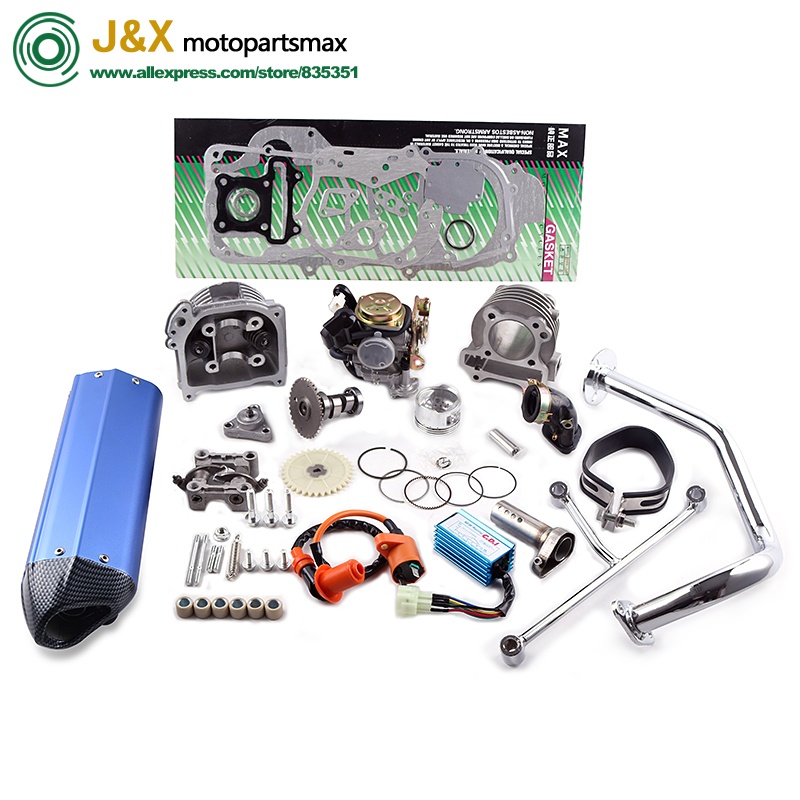GY6 50 60 80 upgrade to 100 cc ERG Cylinder Head Kit Assembly Racing exhaust CDI Coil Camshaft Carbu