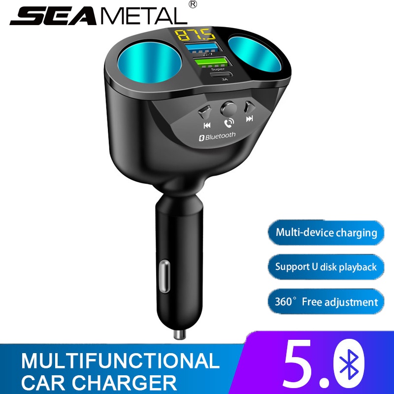 SEAMETAL 66W ที่ชาร์จแบตในรถ QC3.0 + PD Type-C Dual USB Fast Charger มัลติฟังก์ชั่น 12V 24V ที่จุดบุ