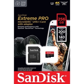 SanDisk Extreme Pro microSD 256GB ความเร็ว อ่าน 200MB/s เขียน 140MB/s (SDSQXCD-256G-GN6MA) เมมโมรี่ การ์ด แซนดิส