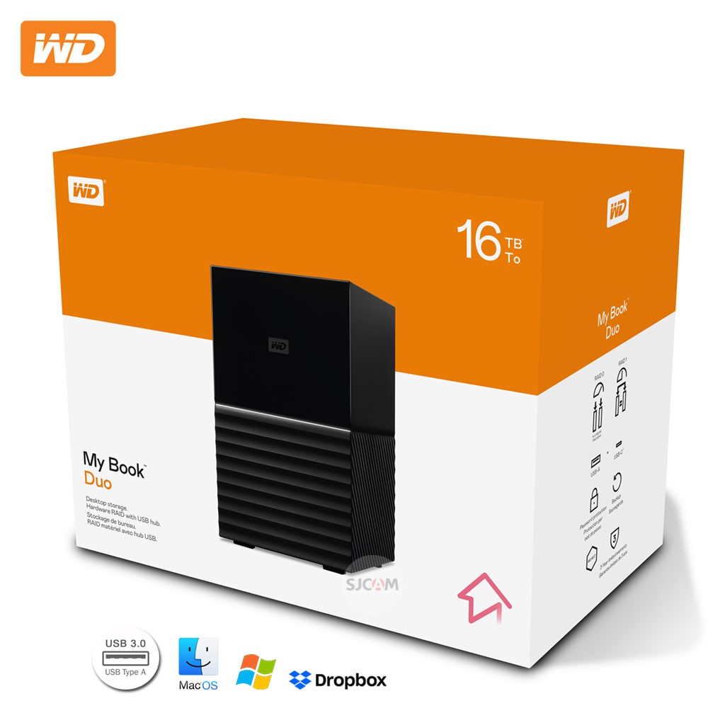 WD My Book Duo ฮาร์ดดิสก์ HDD 16TB RAID Speed 360 MB/s (WDBFBE0160JBK ...