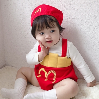 Ins Hot Sale ชุดจัมพ์สูทสําหรับเด็กทารกลาย French Fries