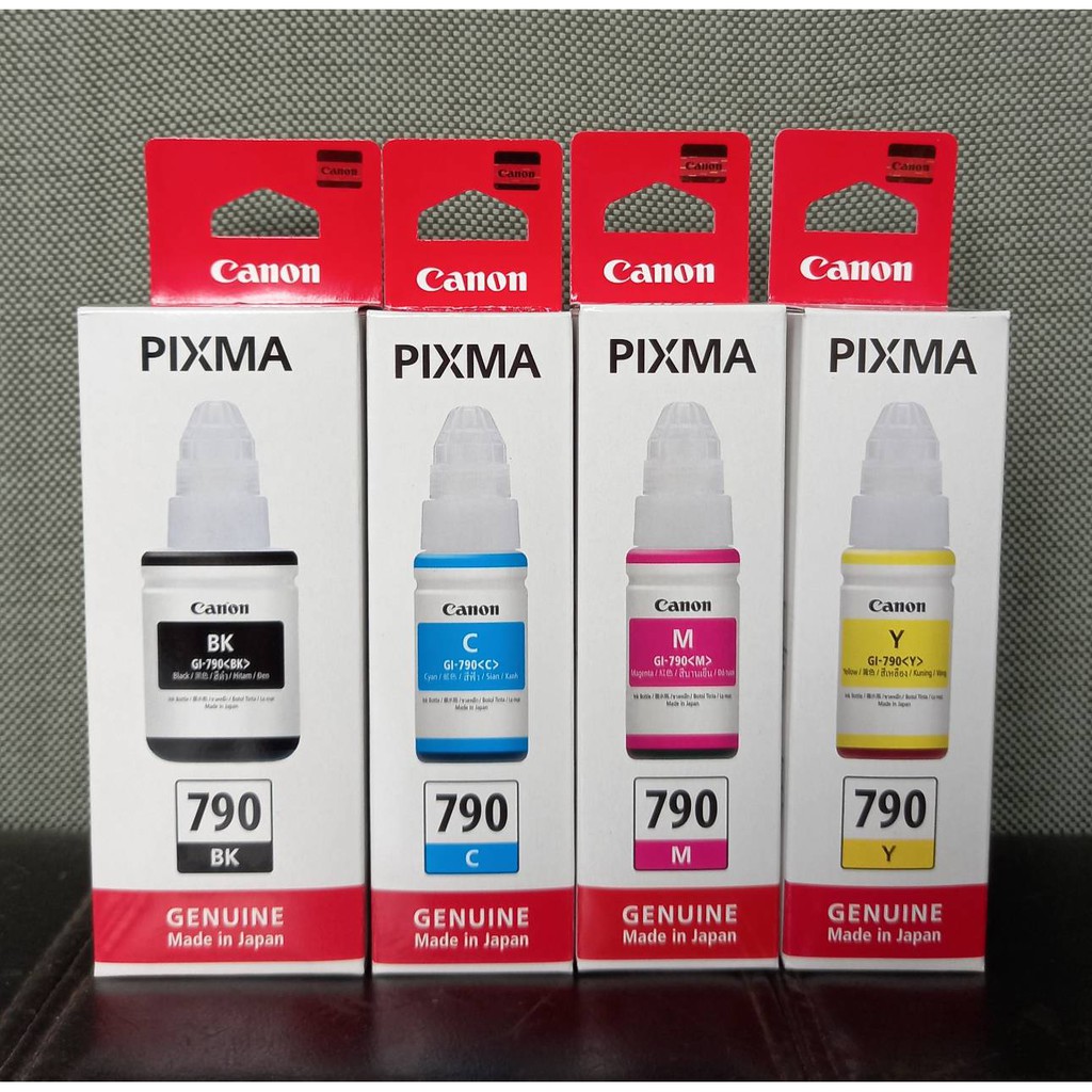 CANON  Gl-790 4สี BK,C,Y,M ของแท้ศูนย์ มีกล่องของใหม่ คุณภาพ100%จัดแพ็ค4ขวด4สี