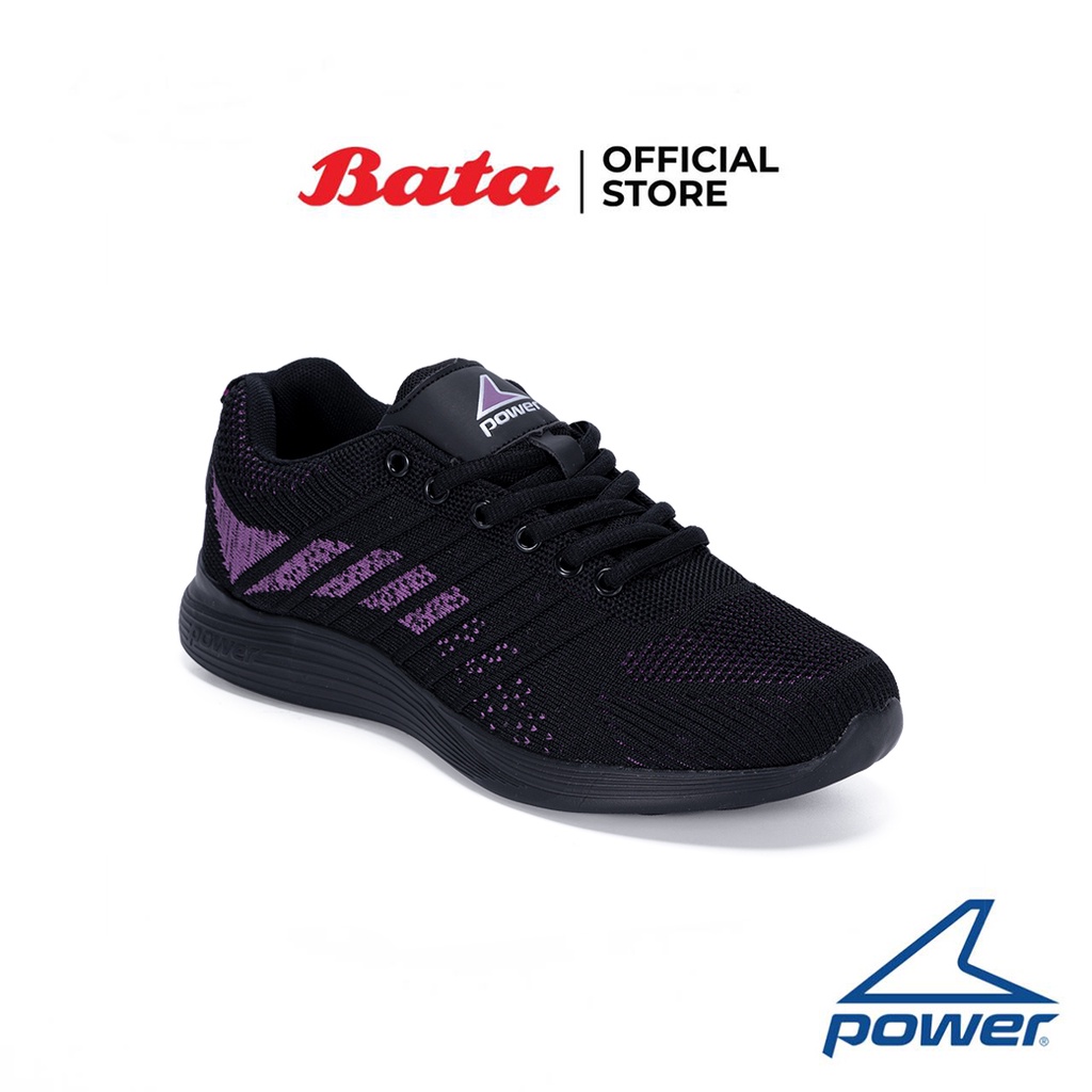 Bata บาจา ยี่ห้อ Power รองเท้าออกกำลังกาย กีฬาแบบผูกเชือก รองรับน้ำหนักเท้าได้ดี สำหรับผู้หญิง รุ่น Dong สีดำ 5186020