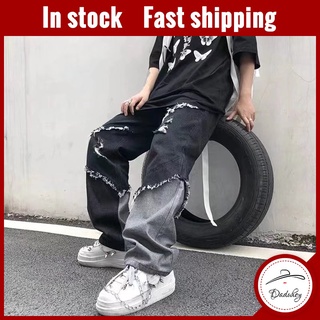 DaDuHey🔥 American High Street Black Loose Straight Jeans Fashion Brand Wide Leg Hip Hop Versatile Pants