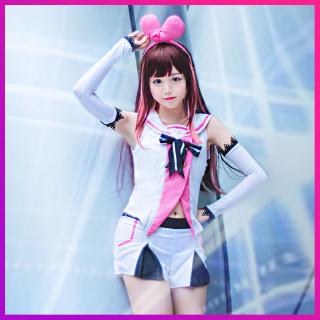 ภาพเคลื่อนไหวการเล่นบทบาทเทียมปัญญาอ่อน cos Kizuna AI รักซอสสะดุดเครื่องแต่งกายคอสเพลย์วิกผมรัก A.I.Channel เสมือน