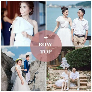 Bow top ▪︎ เสื้อไหล่เบี่ยงโบว์ใหญ่ออแกนดี้ ผ้านุ่มๆ ใส่สบาย