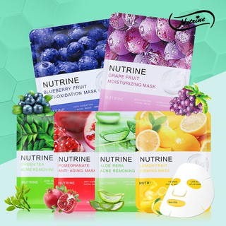 NUTRINE แผ่นมาส์กหน้าผลไม้ ส่วนผสมธรรมชาติ สูตรผลไม้ แผ่นมาร์คหน้า มาร์คหน้าขาว มาร์คหน้า มาร์กชีส บำรุงผิวหน้า ดูแลผิว