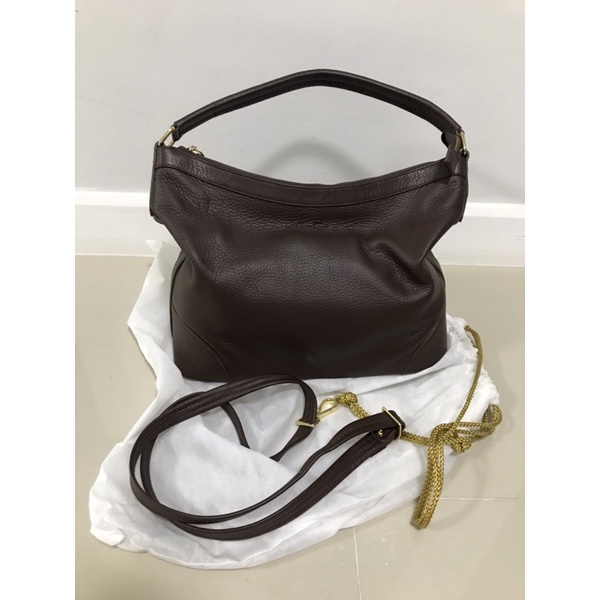 กระเป๋าสะพาย ENNE BAGS หนังวัวแท้ สีน้ำตาลช็อคโกแลต ส่งฟรี EMS