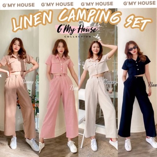 🏕 GMY HOUSE ♡ Linen Camping Set ชุดเซ็ทแคมป์ปิ้งสายแคมป์ เสื้อ+กางเกงขายาวน่ารักๆ