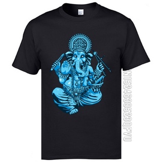 เสื้อยืดสีขาวเสื้อเชิ้ตแขนสั้นลําลอง ผ้าฝ้าย พิมพ์ลาย India Ganesh คุณภาพสูง สําหรับผู้ชาย 2019S-4XL