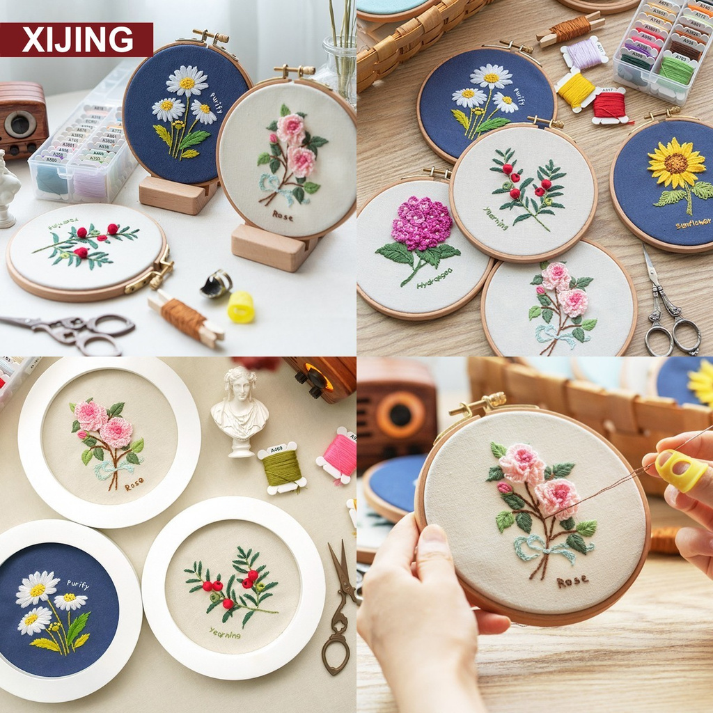 ชุดปักครอสสติตช์ ลายดอกไม้ แฮนด์เมด DIY สําหรับผู้เริ่มต้น ตกแต่งบ้าน