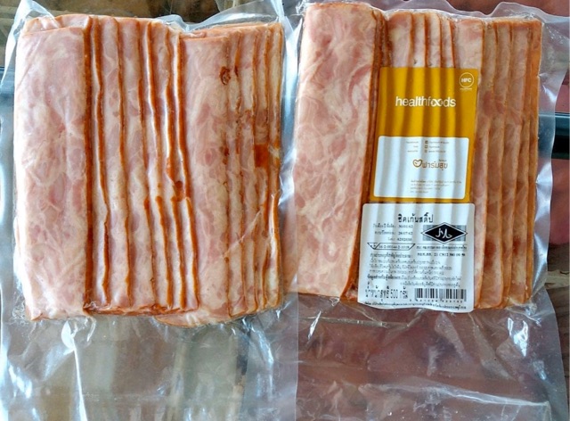 เบค่อนไก่ ชิคเก้นสตริ๊ป (Chicken Strip) ตรา ฟาร์มสุข ขนาด 500 กรัม (13-15 ชิ้น)