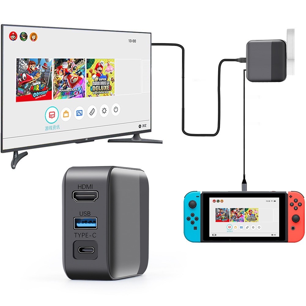 2 in 1 Nintendo Switch Adapter ใช้ชาร์จ+ต่อกับ TV โดยไม่ต้องใช้ dock ได้ (สายชาร์จ Nintendo Switch)(ที่ชาร์จ Switch)
