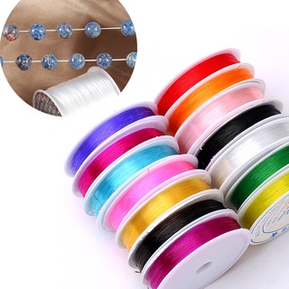 เชือกยางยืด ลูกปัด ขนาด 0.5-1 มม. สุ่มสี สําหรับทําสร้อยข้อมือ DIY 1 ม้วน