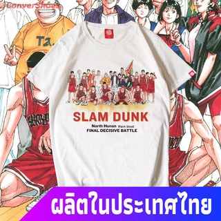 เสื้อยืดสีดำอินเทรนด์ConverShoes เสื้อยืดยอดนิยม Slam Dunk T-shirtSlam Dunk Master Co-branded เสื้อยืดชาย Rukawa Maple S