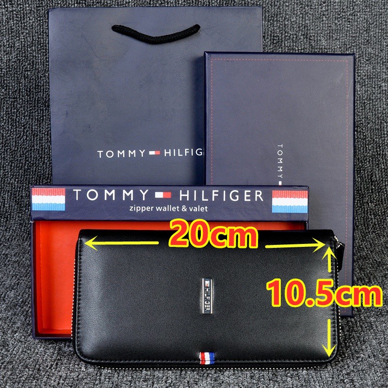 สินค้า Outlet  แท้ ร้านค้าในพื้นที่ tommy hilfiger Long Wallet แท้% กระเป๋าสตางค์ Tommy Hilfiger Lea