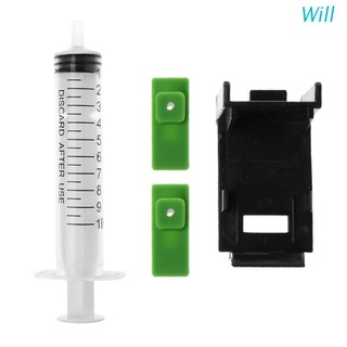 Will Ink Refill Cartridge Clip+ 2pcs Rubber Pads + Syringe Tool Kit for HP 60/61 802