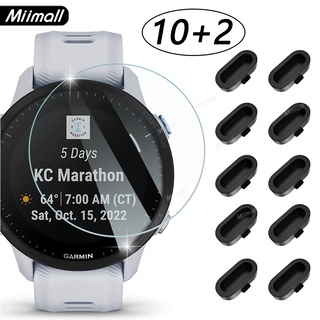 Miimall ปลั๊กกันฝุ่น 10 ชิ้น พร้อมกระจกนิรภัยกันรอยหน้าจอ 2 ชิ้น สําหรับ Garmin Forerunner 955