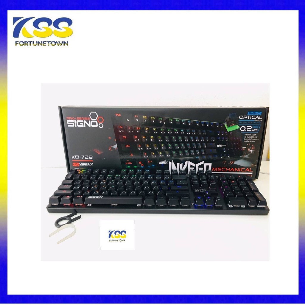 คีบอร์ดเกมมิ่ง RGB SIGNO KB-728 Mechanical Keyboard Red Switch / Blue Switch (Invego) ประกัน 1ปี(พร้