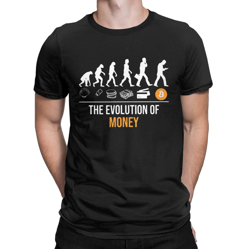 เสื้อยืดแขนสั้น พิมพ์ลาย Bitcoin Evolution Of Money Cryptocurrency สําหรับผู้ชาย