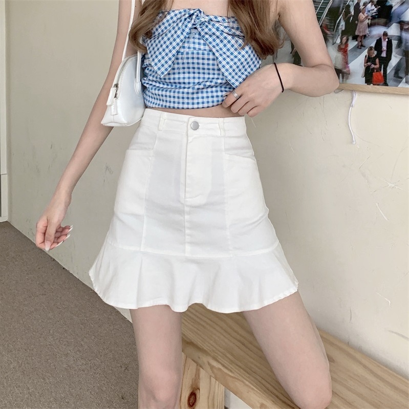 139 บาท กระโปรงผู้หญิง แฟชั่นเกาหลี เอวสูง สไตล์หวาน กระโปรงทรงเอ Women Clothes