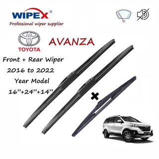 (Wipex Quality)toyota AVANZA ชุดใบปัดน้ําฝน ซิลิโคน 16 นิ้ว 24 นิ้ว 14 นิ้ว สําหรับ 2016 ถึง 2021 AVANZA