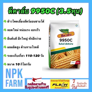 ข้าวโพดเลี้ยงสัตว์ ดีคาล์บ 9950 C (3.5หุน) ขนาด 10 กก. หมดอายุ 02/67 ข้าวโพด เมล็ดกลมกลาง ลอตใหม่ งอกดี หน่อแรง ยืนต้นดี