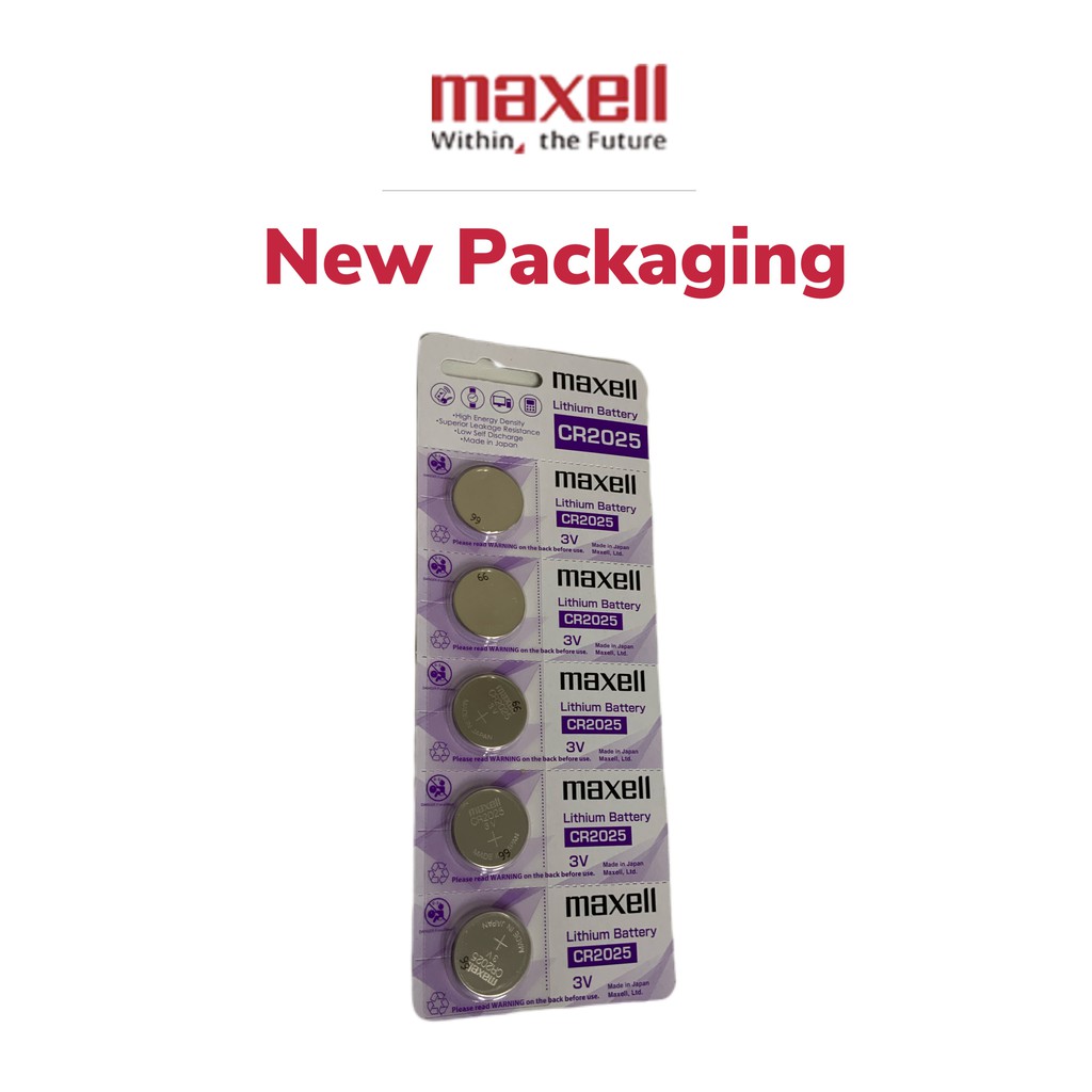 ถ่านรีโมท ถ่านนาฬิกา Maxell CR 2025/ DL2025 (3V) Lithium Coin Battery แพคเกจจิ้งรุ่นใหม่ (แพคละ 5 เม็ด) EXP.2027
