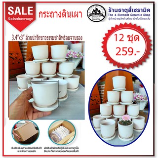 กระถางอ้วนน่ารัก3.4"x3"พร้อมจานรอง12ชุด(ลดพิเศษ) 199