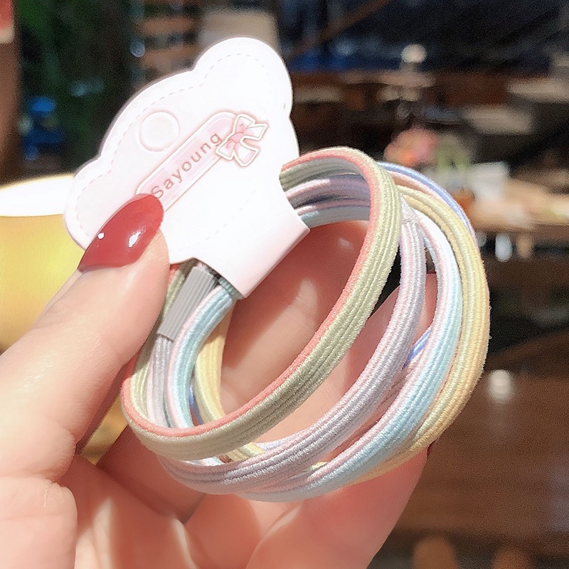 5 ชิ ้ น Simple Basic Hair Tie ชุดสาวเกาหลียางรัดผมน ่ ารักเชือกผมอุปกรณ ์ เสริมผม - รูปที่ 5