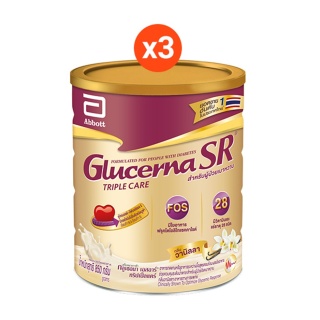 [ขายดี] นมผง Glucerna SR กลูเซอนา เอสอาร์ วานิลลา 850 กรัม 3 กระป๋อง Glucerna SR Vanilla 850g 3 Tin สำหรับผู้ป่วยเบาหวาน