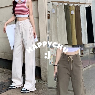 Cargo Pants กางเกงคาร์โก้ มีเชือกผูก ทรงกระบอก พร้อมกระเป๋า งานป้าย K มี 6 สี 🧨พร้อมส่ง🧨 -รหัส1088